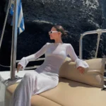 Long Sleeve Round Neck See Through Summer Cover Up Dress - Image 6