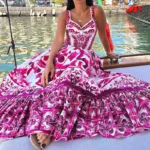 Floral Printed Sleeveless High Waist Dress - Image 3