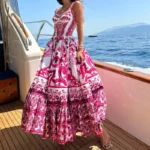 Floral Printed Sleeveless High Waist Dress - Image 4