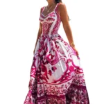 Floral Printed Sleeveless High Waist Dress - Image 5